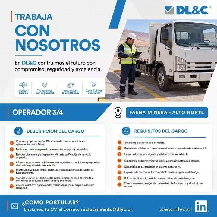 Operador Camión 3/4 Faena Minera - imagen 1