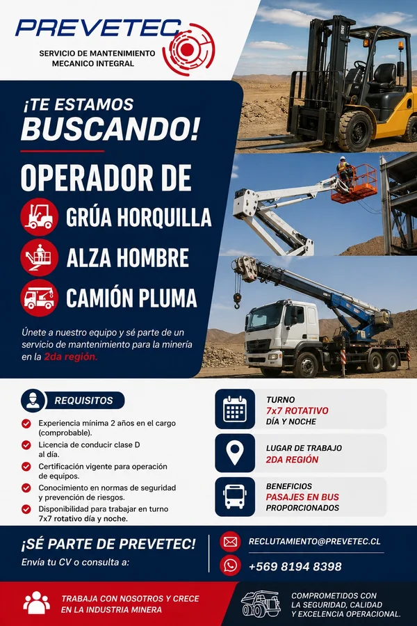 Operador de Grúa Horquilla y Equipos de Mantenimiento - imagen 1