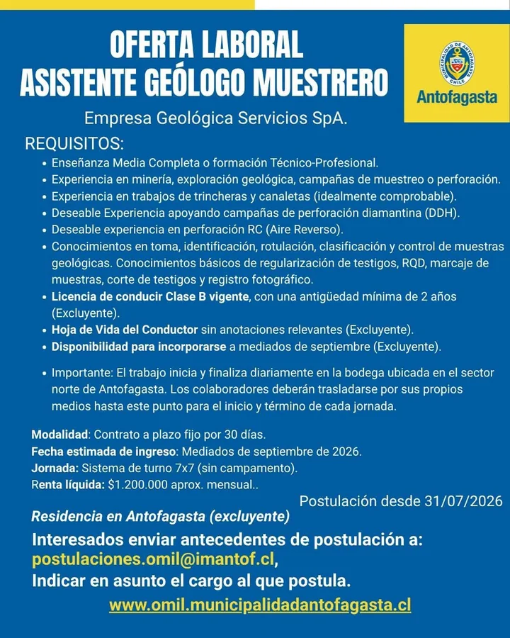 Asistente Geólogo Muestrero - imagen 1