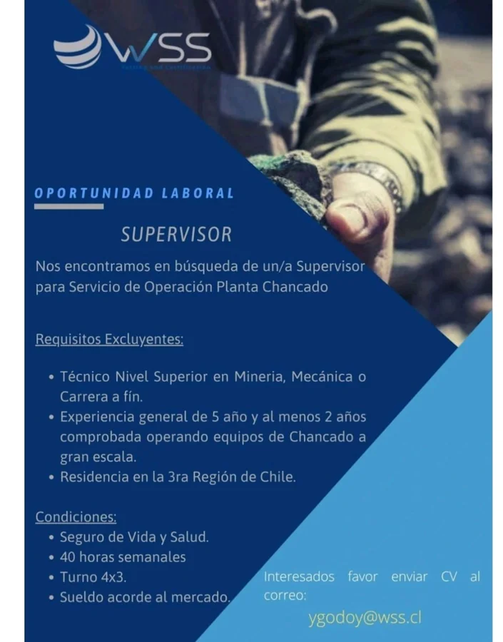 Supervisor de Operación Planta Chancado - imagen 1