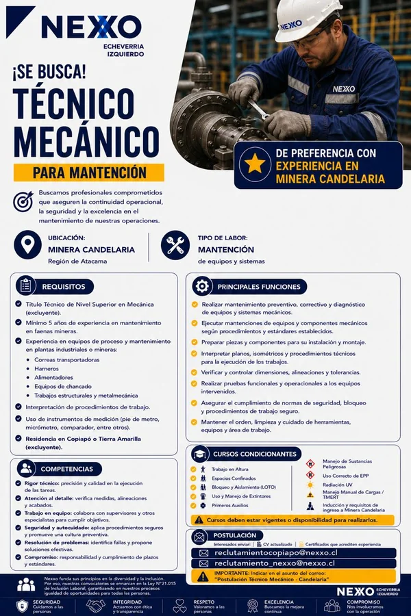 Técnico Mecánico para Mantención - imagen 1