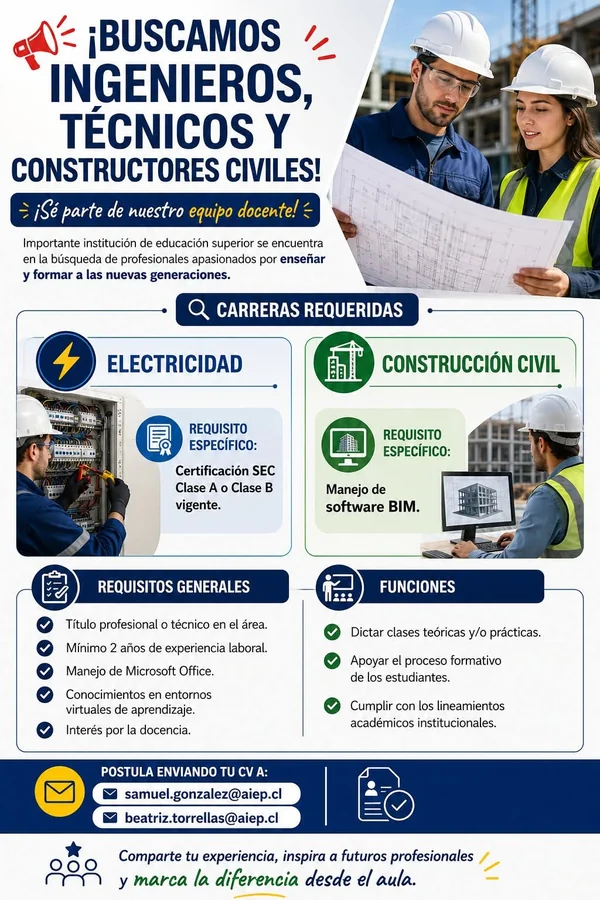 Docente de Electricidad y Construcción Civil - imagen 1