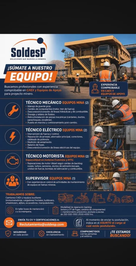 Técnicos y Supervisores de Equipos Mina - imagen 1