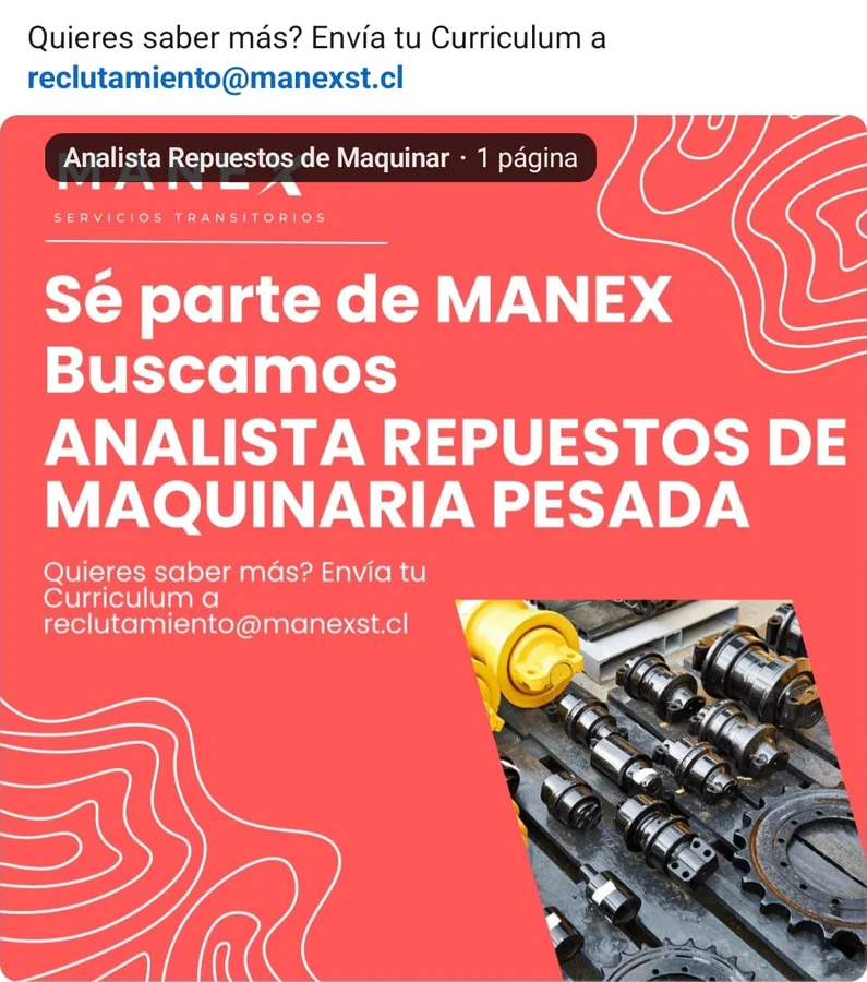 Analista de Repuestos de Maquinaria Pesada - imagen 1