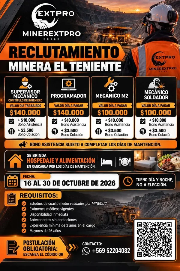 Mecánicos y Supervisores para Mantención Minera - imagen 1