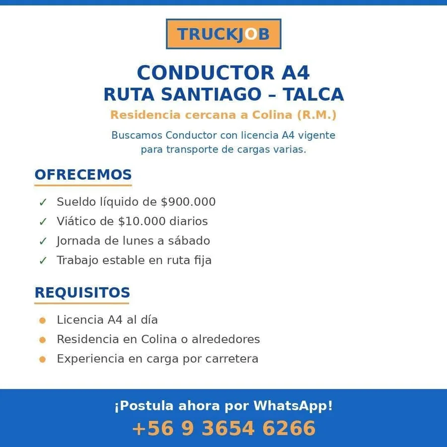 Conductor A4 - Ruta Santiago a Talca - imagen 1