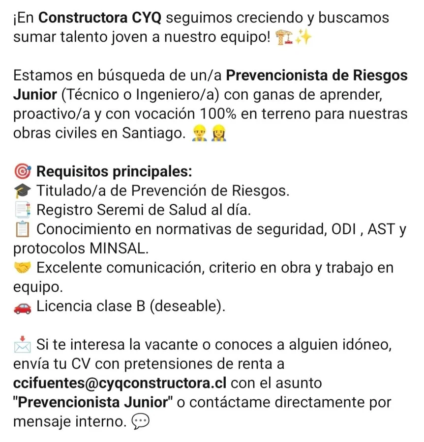Prevencionista de Riesgos Junior - imagen 1