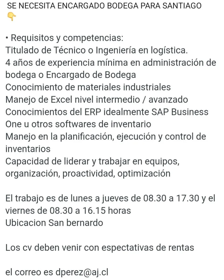 Encargado de Bodega - imagen 1