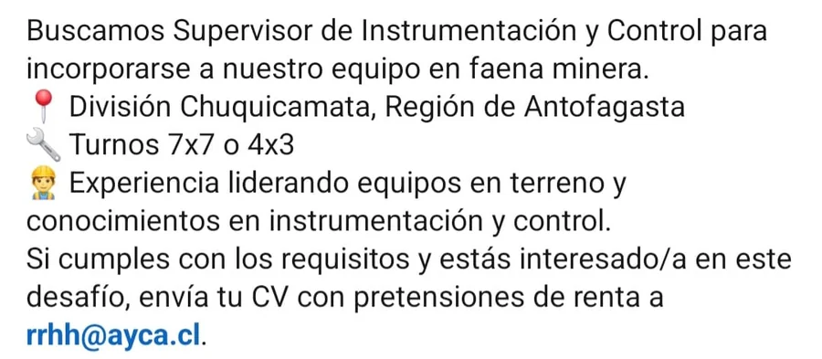 Supervisor de Instrumentación y Control - imagen 1