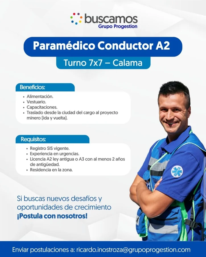Paramédico Conductor A2 - Turno 7x7 - imagen 1