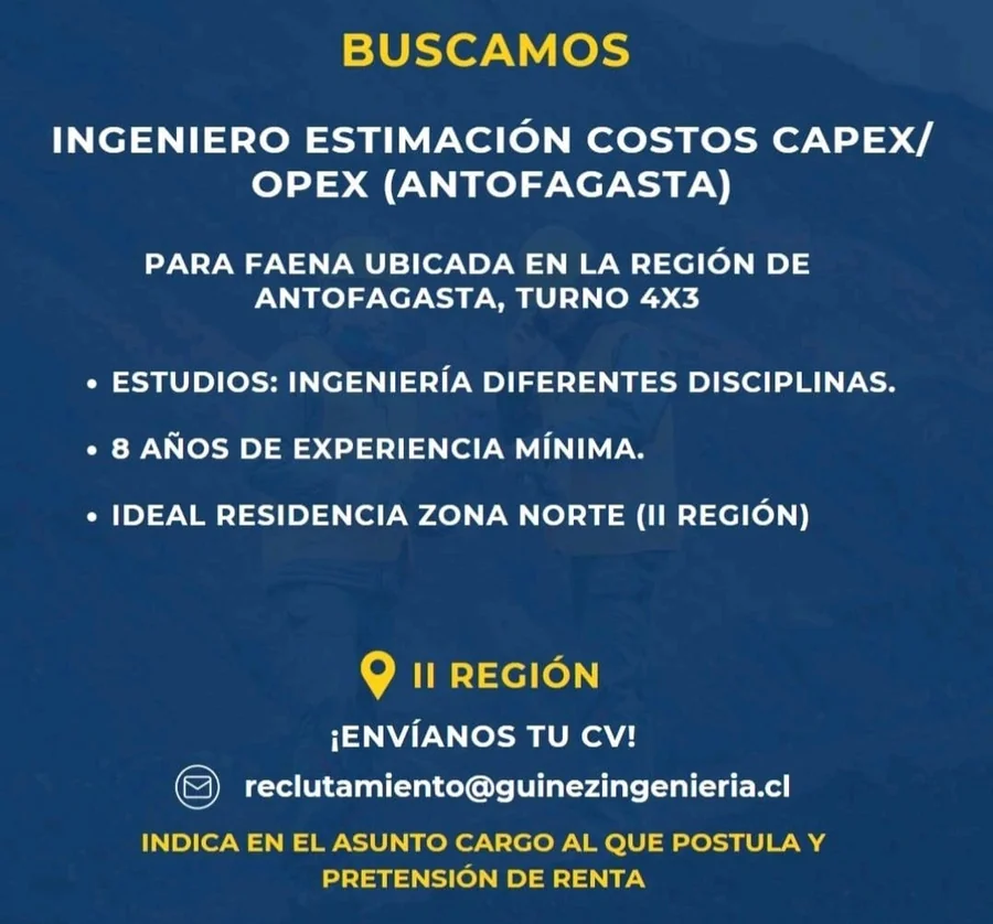 Ingeniero Estimación Costos CAPEX/OPEX - imagen 1
