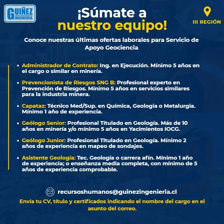 Ofertas laborales en Geociencia Minera - imagen 1