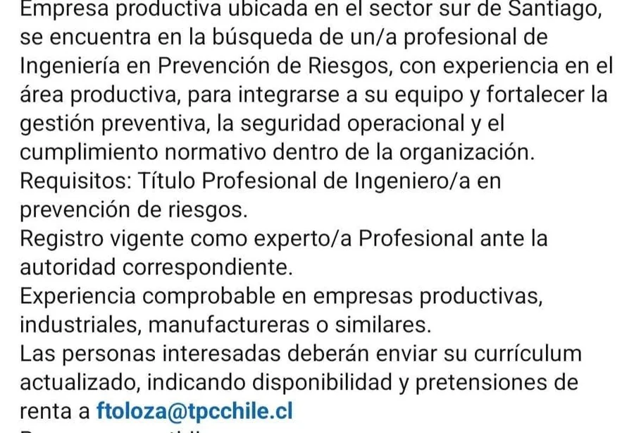 Ingeniero en Prevención de Riesgos - imagen 1
