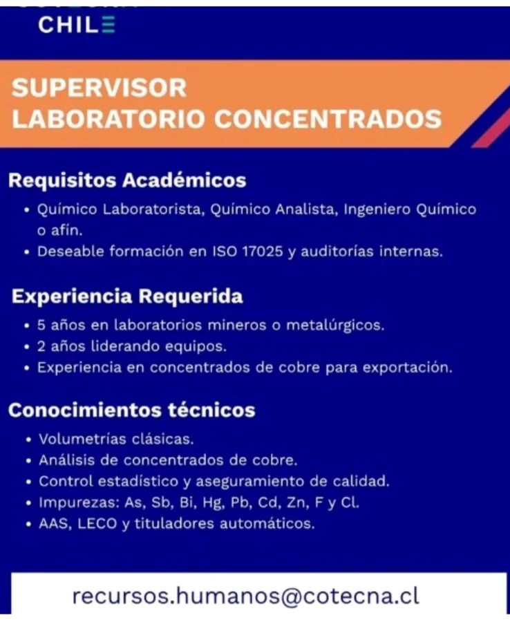 Supervisor de Laboratorio de Concentrados - imagen 1