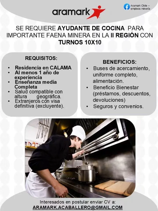 Ayudante de Cocina - Faena Minera - imagen 1