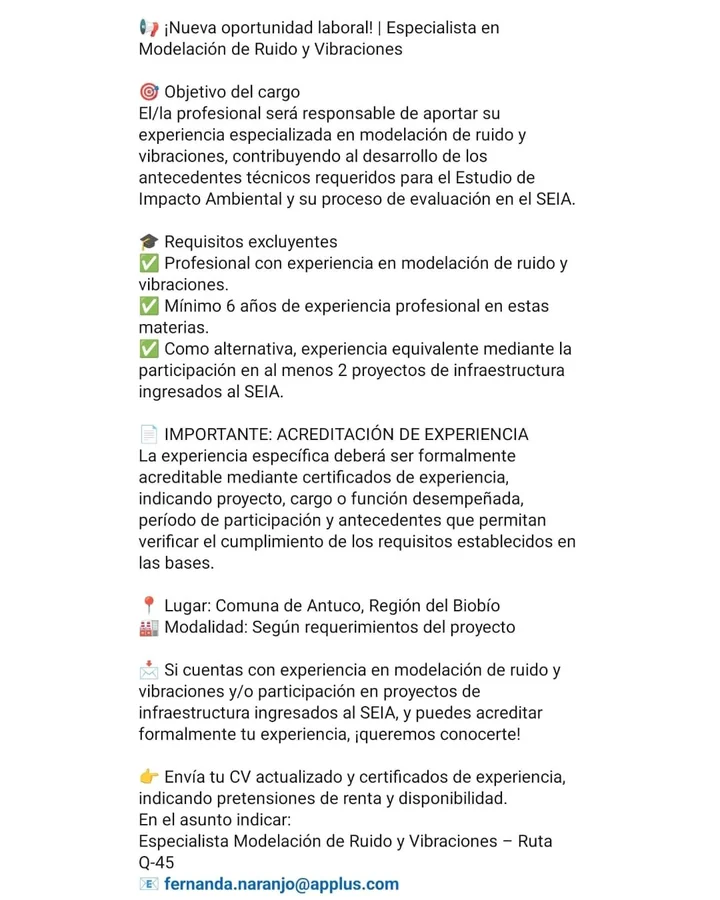 Especialista en Modelación de Ruido y Vibraciones - imagen 1