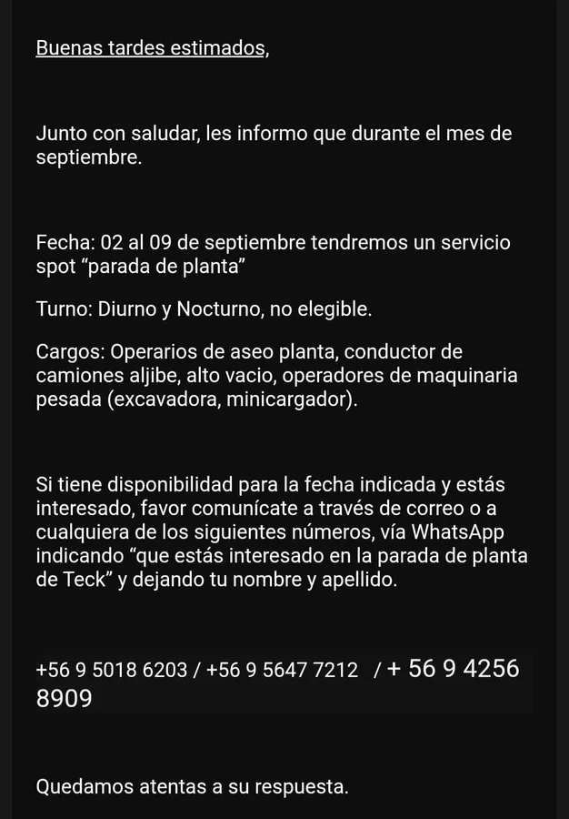 Operarios y Operadores para Parada de Planta - imagen 1