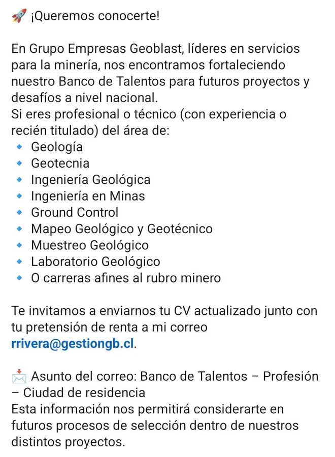 Banco de Talentos para Minería y Geología - imagen 1