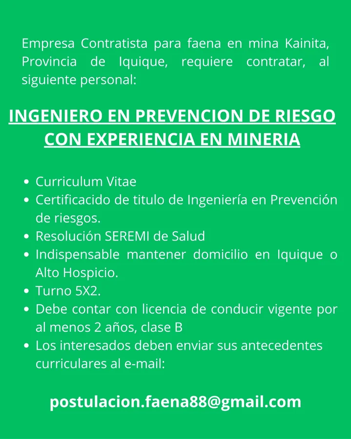 Ingeniero en Prevención de Riesgos - imagen 1