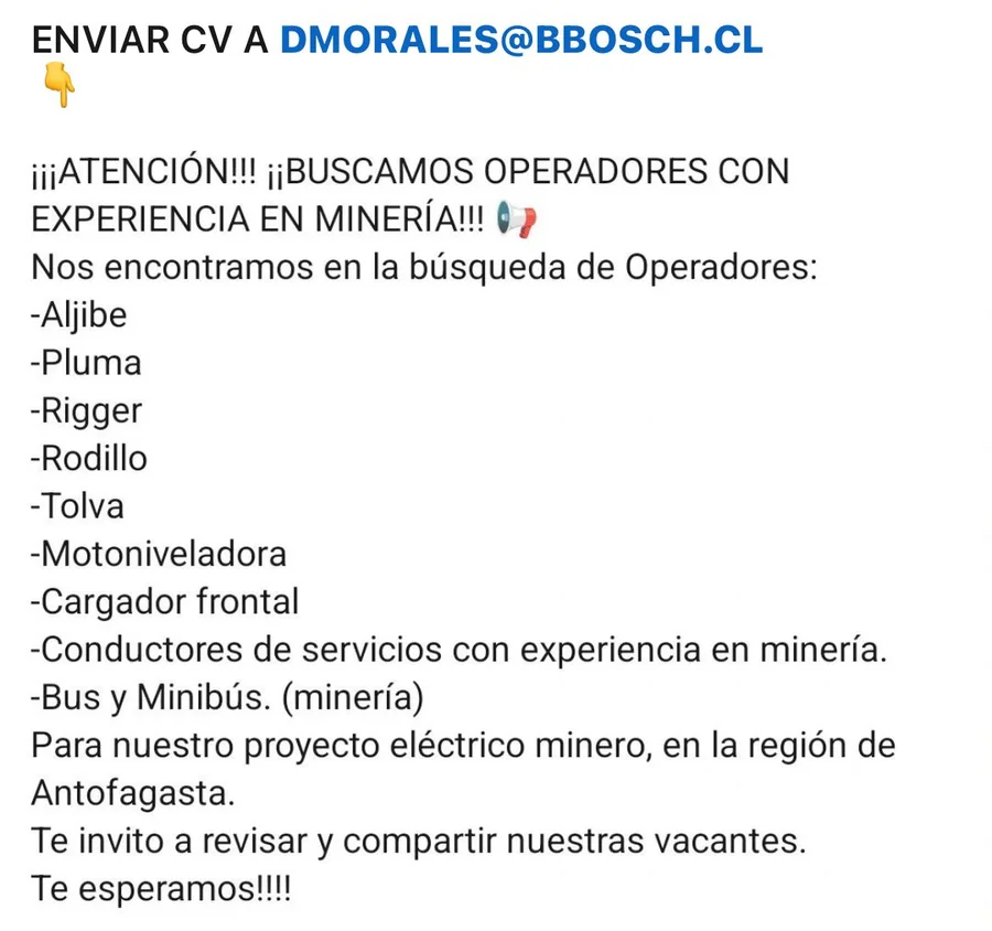 Operadores y Conductores para Proyecto Minero - imagen 1