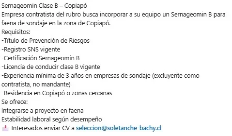 Sernageomin B - Sondaje Copiapó - imagen 1