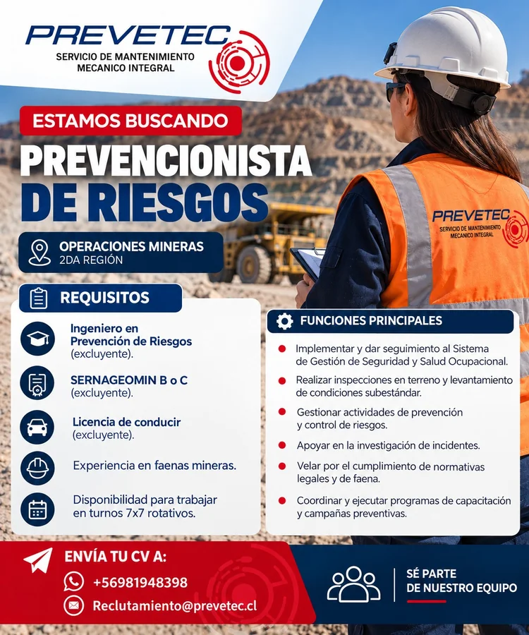 Prevencionista de Riesgos - Operaciones Mineras - imagen 1
