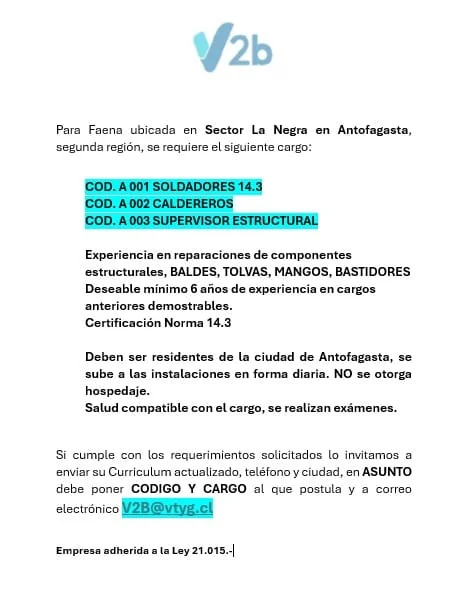 Soldadores, Caldereros y Supervisor Estructural - imagen 1