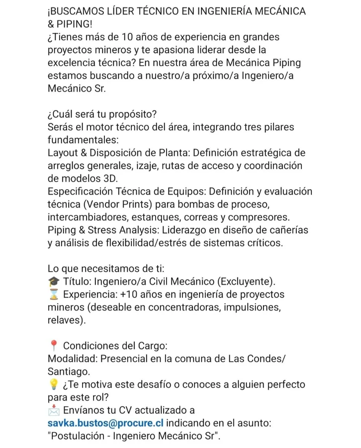 Líder Técnico en Ingeniería Mecánica & Piping - imagen 1