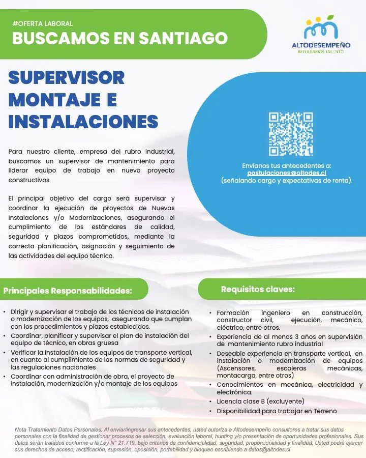 Supervisor de Montaje e Instalaciones - imagen 1