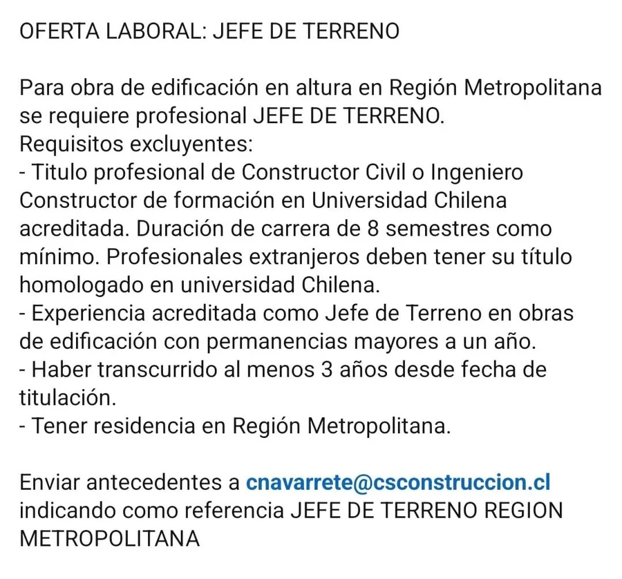 Jefe de Terreno - imagen 1