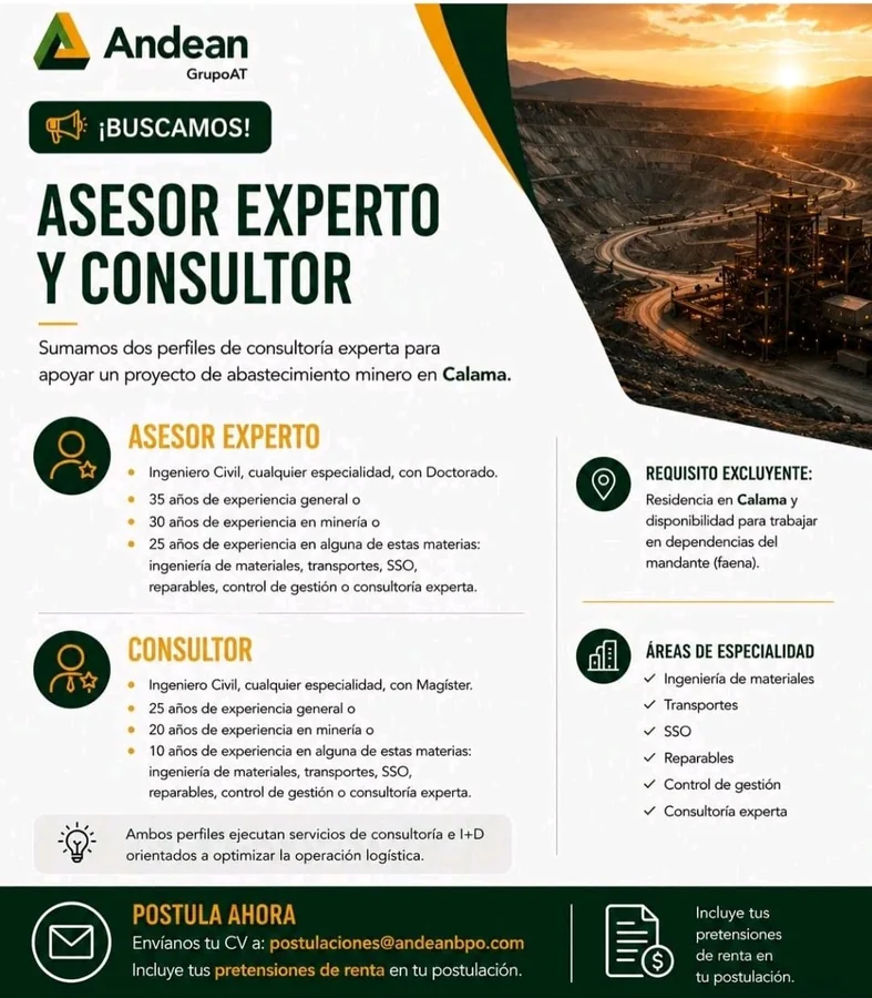 Asesor Experto y Consultor en Abastecimiento Minero - imagen 1
