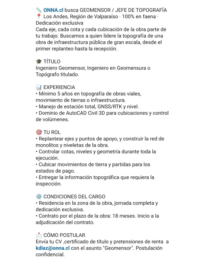 Geomensor / Jefe de Topografía - imagen 1