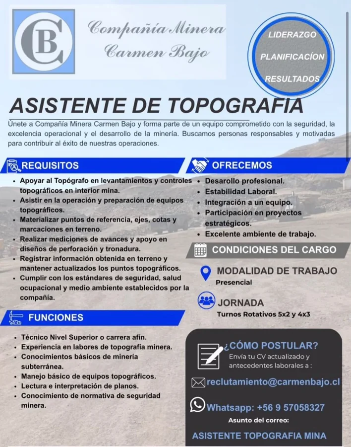 Asistente de Topografía Mina - imagen 1