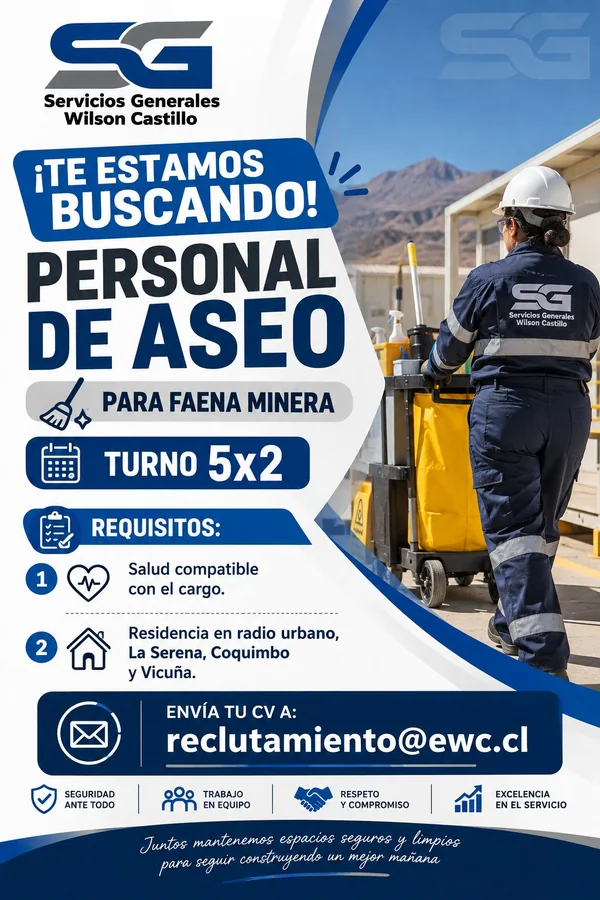 Personal de Aseo para Faena Minera - imagen 1