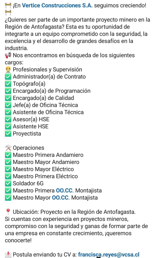 Cargos mineros en Antofagasta - imagen 1