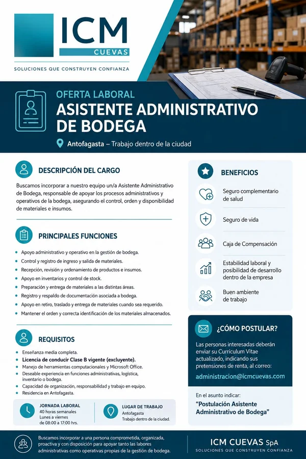 Asistente Administrativo de Bodega - imagen 1