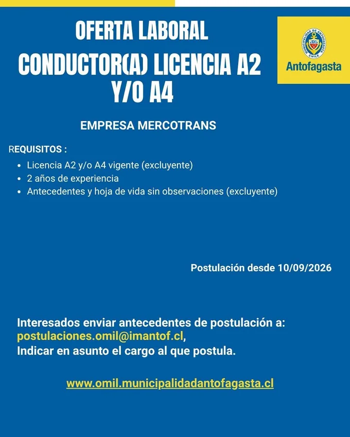 Conductor(a) Licencia A2 y/o A4 - imagen 1