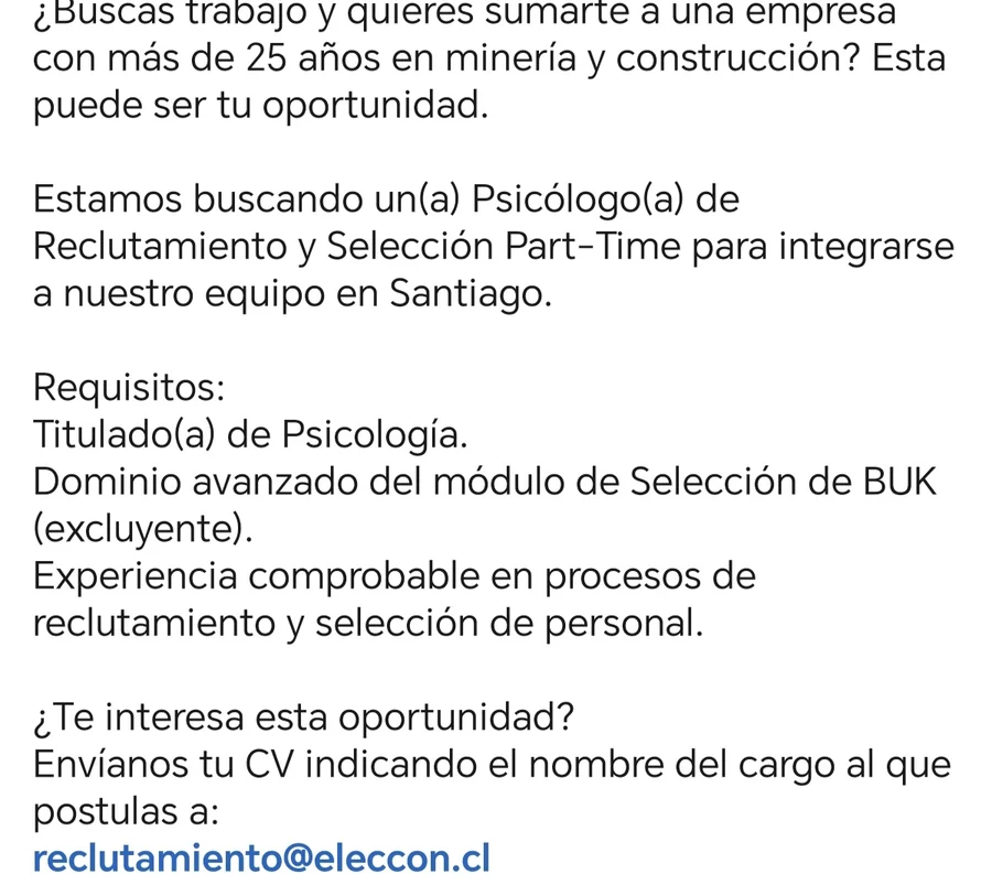 Psicólogo(a) de Reclutamiento y Selección Part-Time - imagen 1