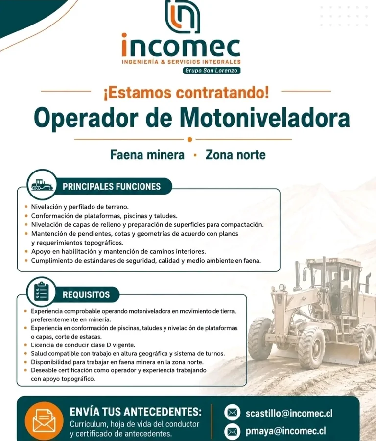 Operador de Motoniveladora - Minería - imagen 1