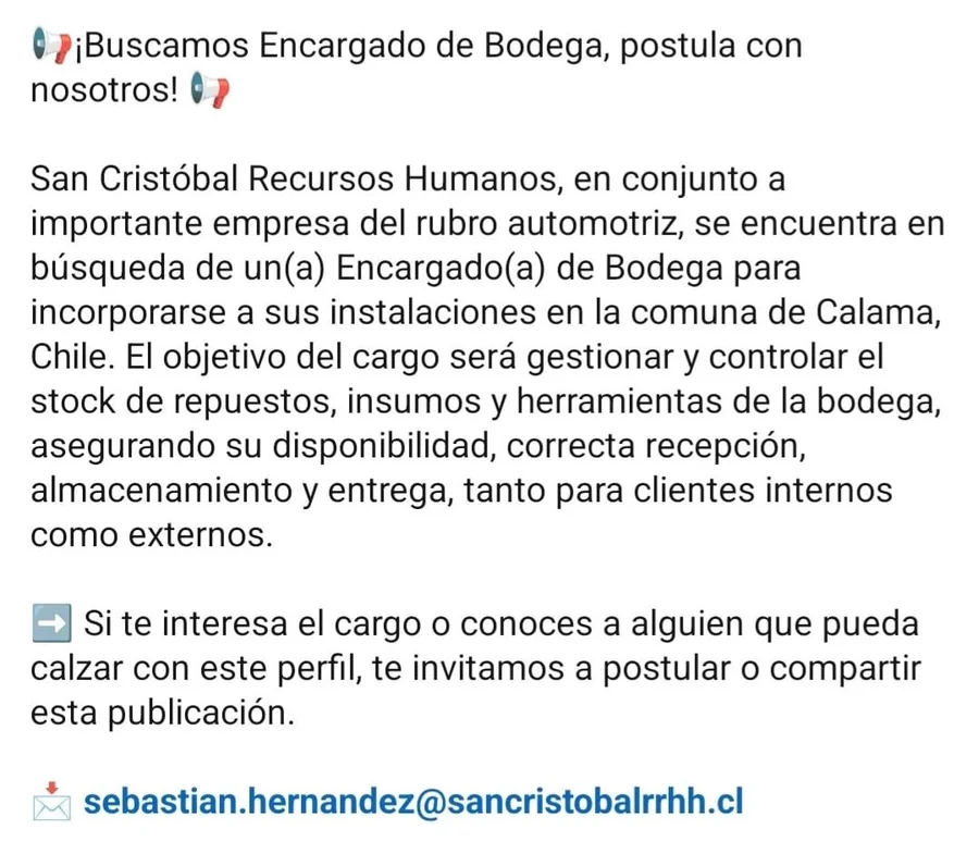 Encargado de Bodega - imagen 1