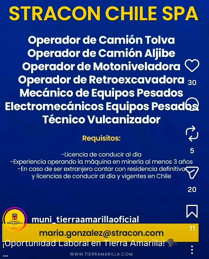 Operadores de Maquinaria Minera – Tierra Amarilla - imagen 1
