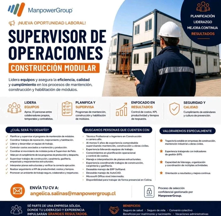 Supervisor de Operaciones Construcción Modular - imagen 1