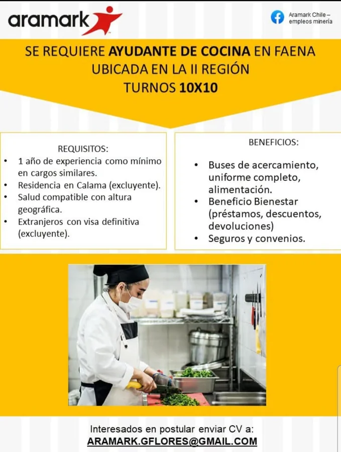 Ayudante de Cocina en Faena Minera - imagen 1