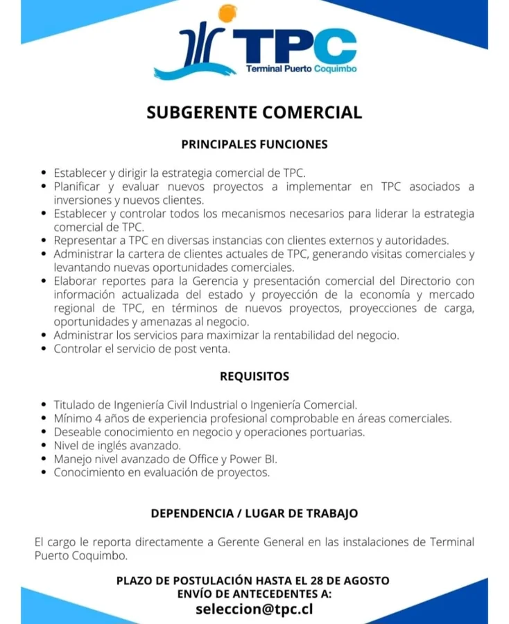 Subgerente Comercial - imagen 1