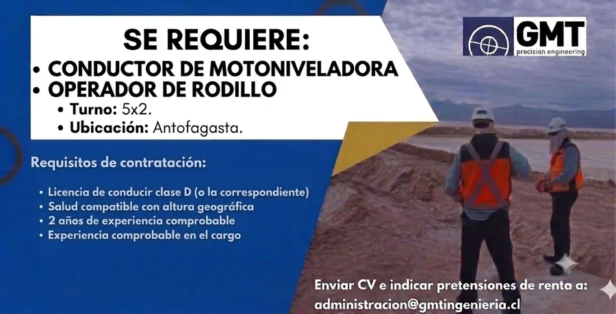 Conductor de Motoniveladora y Operador de Rodillo - imagen 1