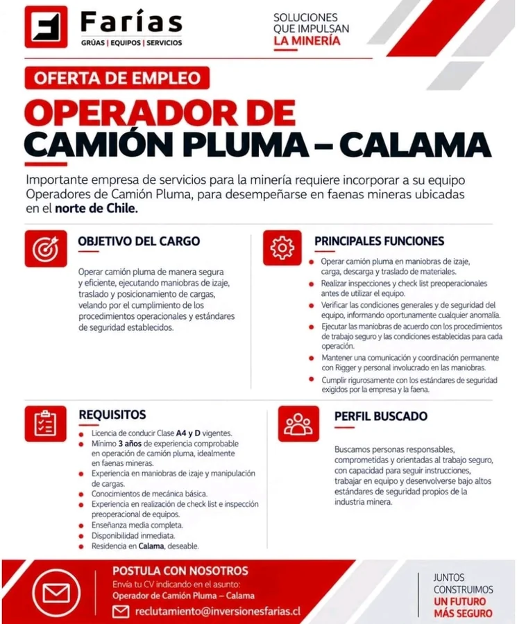 Operador de Camión Pluma - Calama - imagen 1