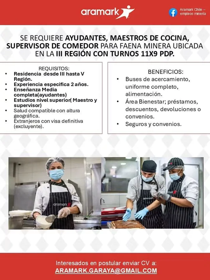 Ayudantes, Maestros de Cocina y Supervisor de Comedor - imagen 1