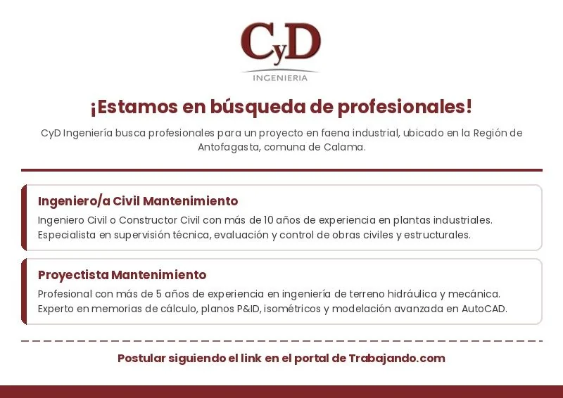 Ingeniero Civil y Proyectista Mantenimiento - imagen 1