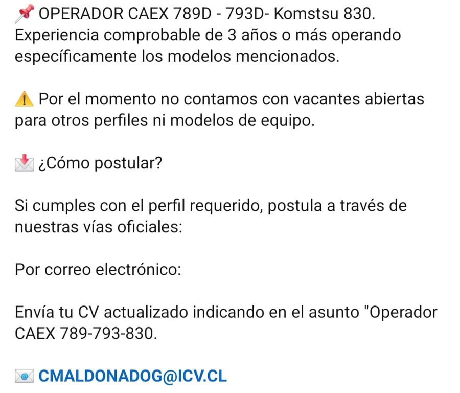 Operador CAEX 789D, 793D y Komatsu 830 - imagen 1