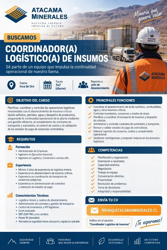 Coordinador(a) Logístico(a) de Insumos - imagen 1